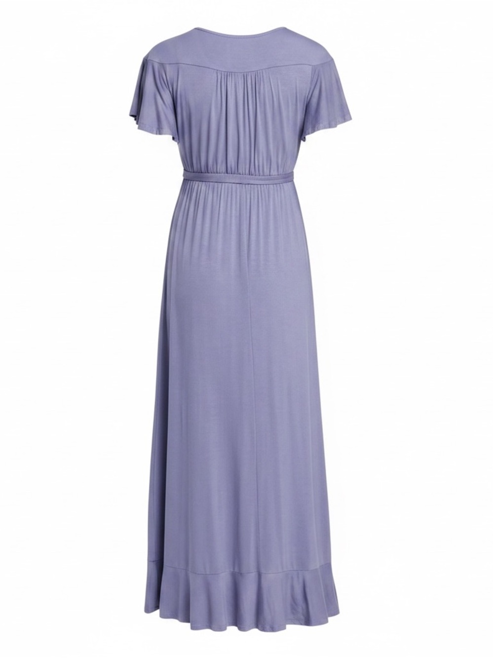 NWT Ingrid & Isabel Lavender Ruffle Flutter Sleeve Faux Wrap Maternity Dress S - Picture 4 of 5